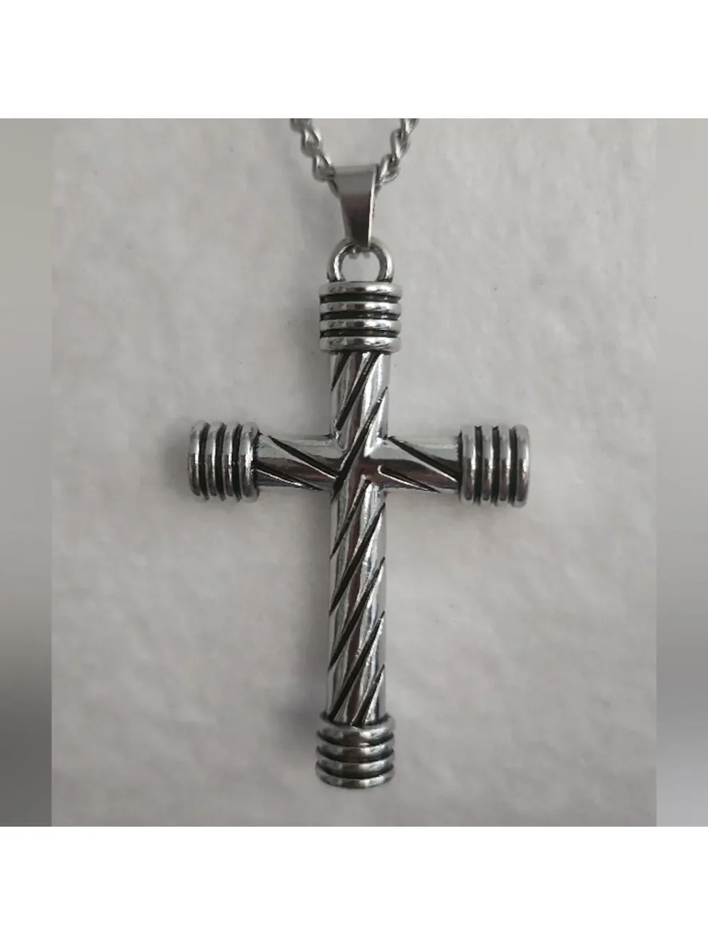Silvertone Cross Pendant Necklace